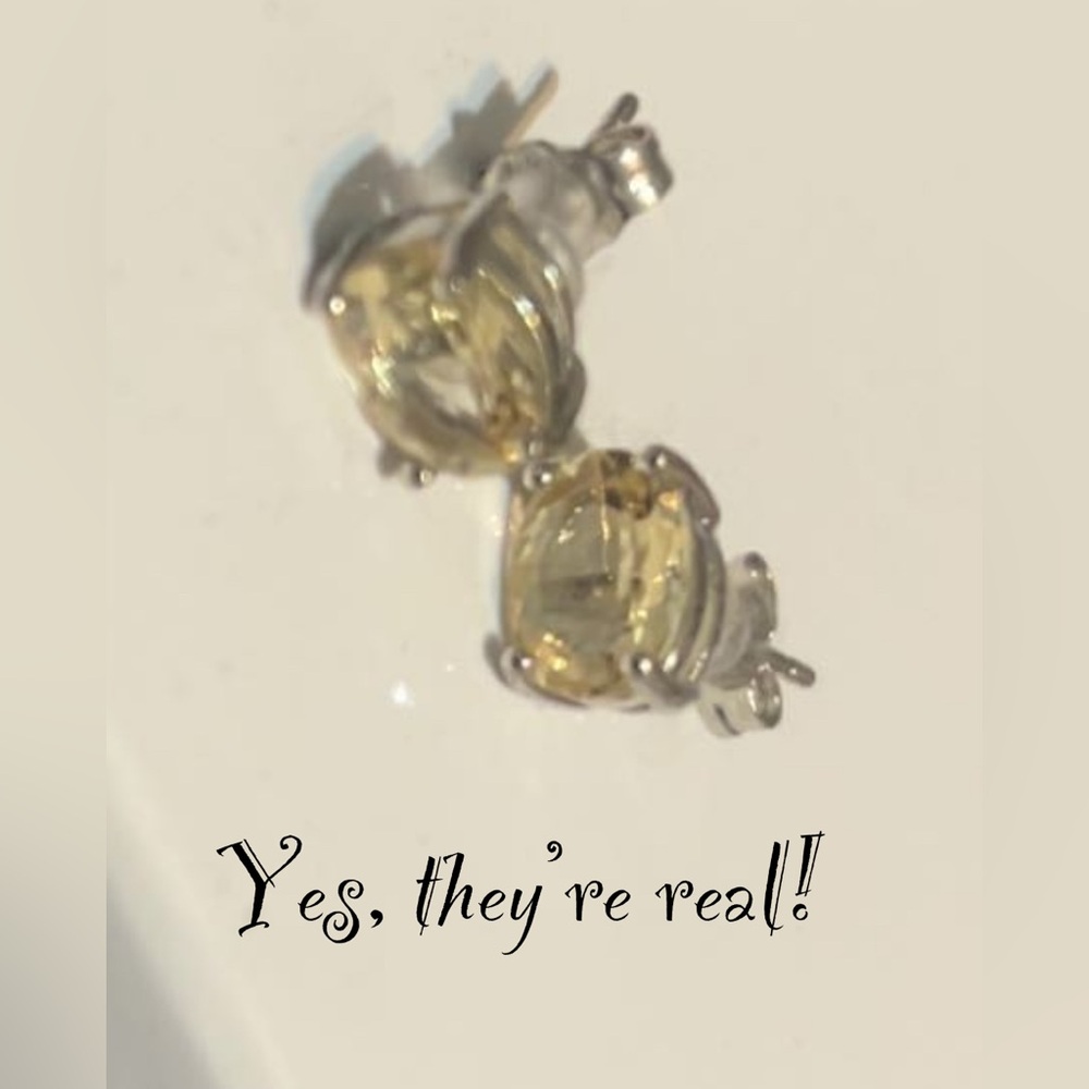 GENUINE GOLD TOPAZ CITRINE EARRINGS! 2 CTW OVAL SS!